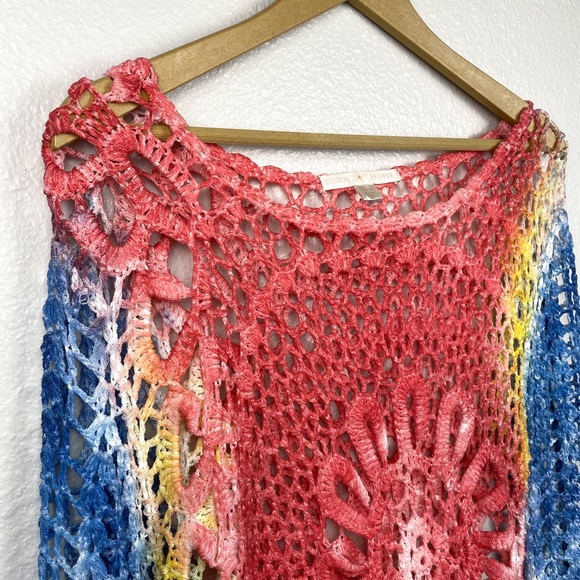 Boston Proper Crochet Knit Tie Dye Asymmetric Top - Picture 7 of 11